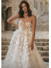 Beaded Ivory Lace Tulle Floral Chic Wedding Dress